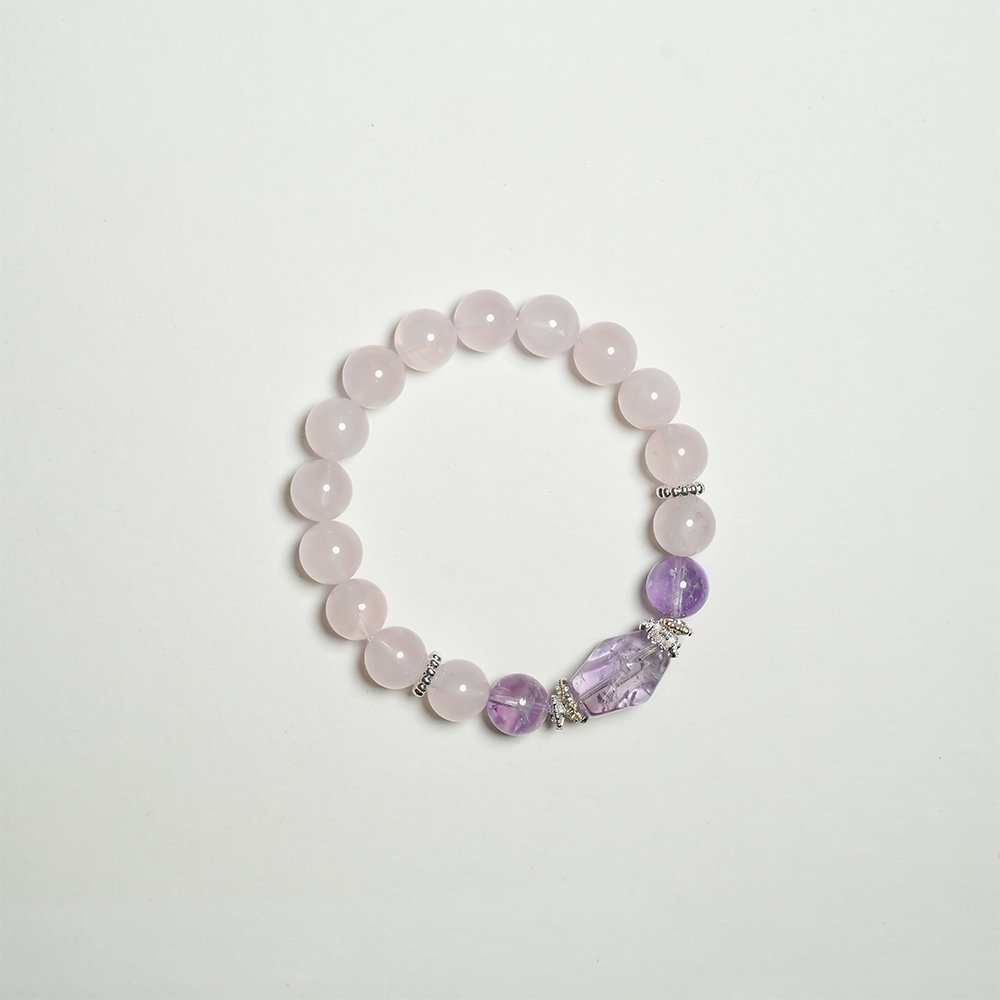 Rose Quartz Amethyst Freeform Bracelet 10mm,TS-107,rose quartz bracelet,amethyst bracelet,pink and purple crystal bracelet,crystal bracelet gift,elegant crystal bracelet,feminine crystal jewelry