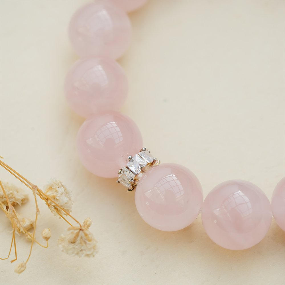 Rose Quartz Bracelet 13mm,TS-106,rose quartz crystal bracelet,pink crystal bracelet,polished rose quartz bracelet,crystal bracelet gift,elegant crystal bracelet,feminine crystal jewelry