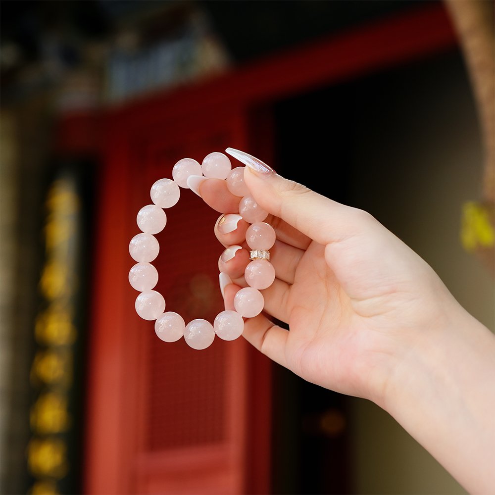 Rose Quartz Bracelet 13mm,TS-106,rose quartz crystal bracelet,pink crystal bracelet,polished rose quartz bracelet,crystal bracelet gift,elegant crystal bracelet,feminine crystal jewelry
