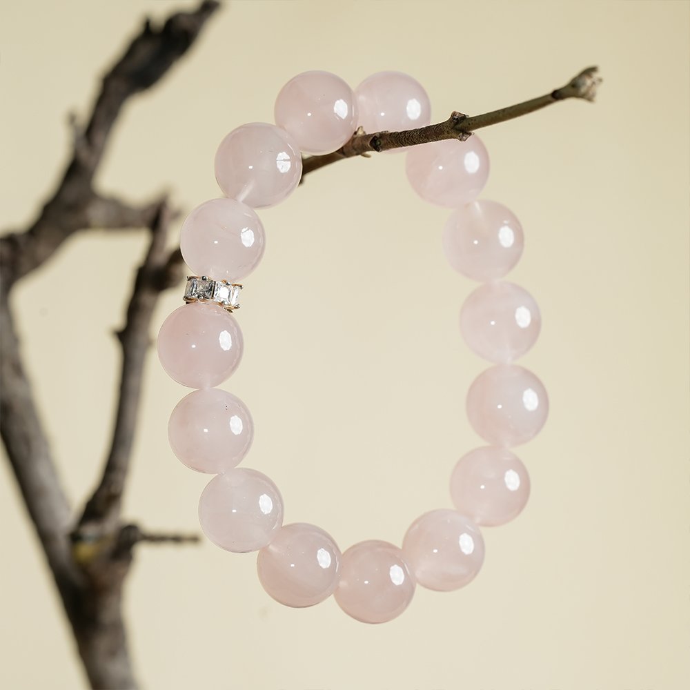 Rose Quartz Bracelet 13mm,TS-106,rose quartz crystal bracelet,pink crystal bracelet,polished rose quartz bracelet,crystal bracelet gift,elegant crystal bracelet,feminine crystal jewelry