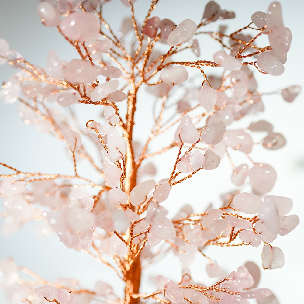 rose quartz crystal tree,pink crystal tree,relationship harmony decor,rose quartz tree decor,crystal tree for home decor,crystal tree for office,pink gemstone tree,rose quartz gift,social warmth symbolism decor,TS-403 crystal tree