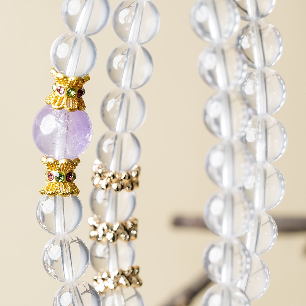 Rose Quartz Double Wrap Bracelet with Amethyst 7mm,TS-202,rose quartz bracelet,amethyst bracelet,pink crystal bracelet,double wrap crystal bracelet,crystal bracelet gift,elegant crystal jewelry