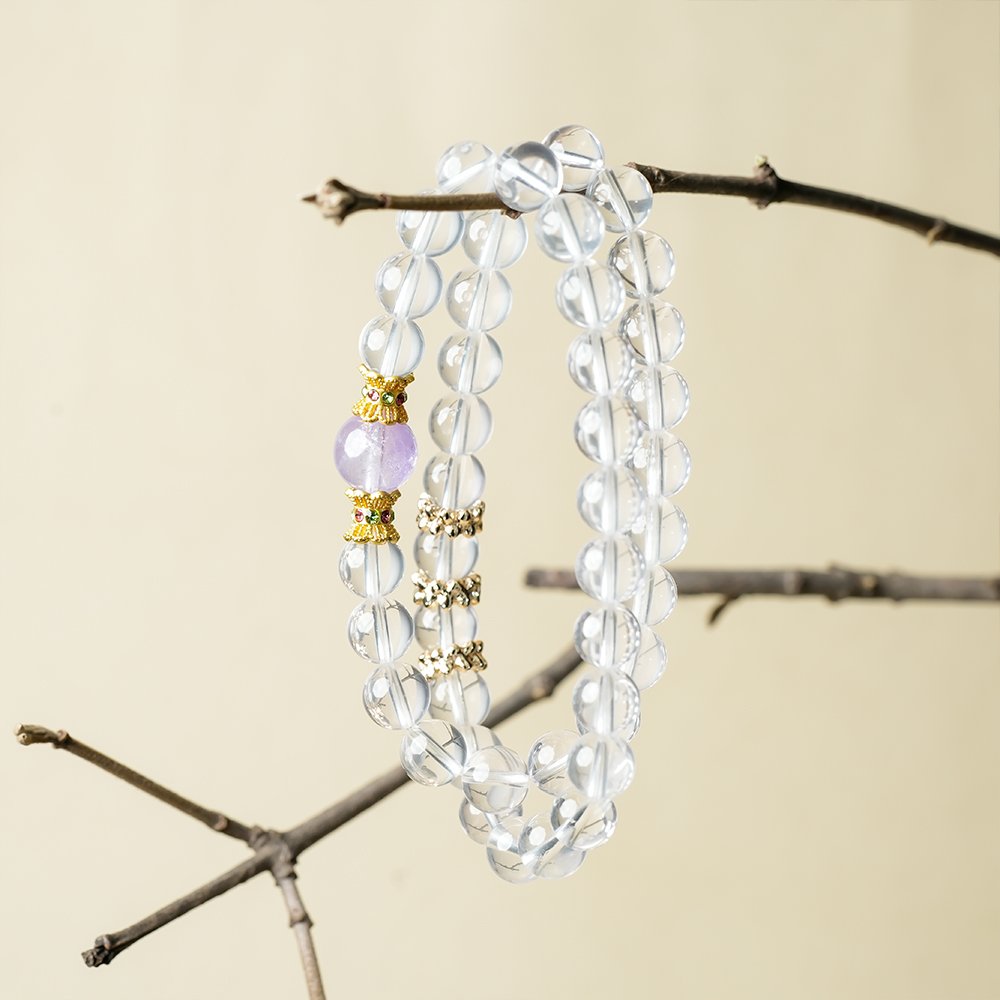 Rose Quartz Double Wrap Bracelet with Amethyst 7mm,TS-202,rose quartz bracelet,amethyst bracelet,pink crystal bracelet,double wrap crystal bracelet,crystal bracelet gift,elegant crystal jewelry