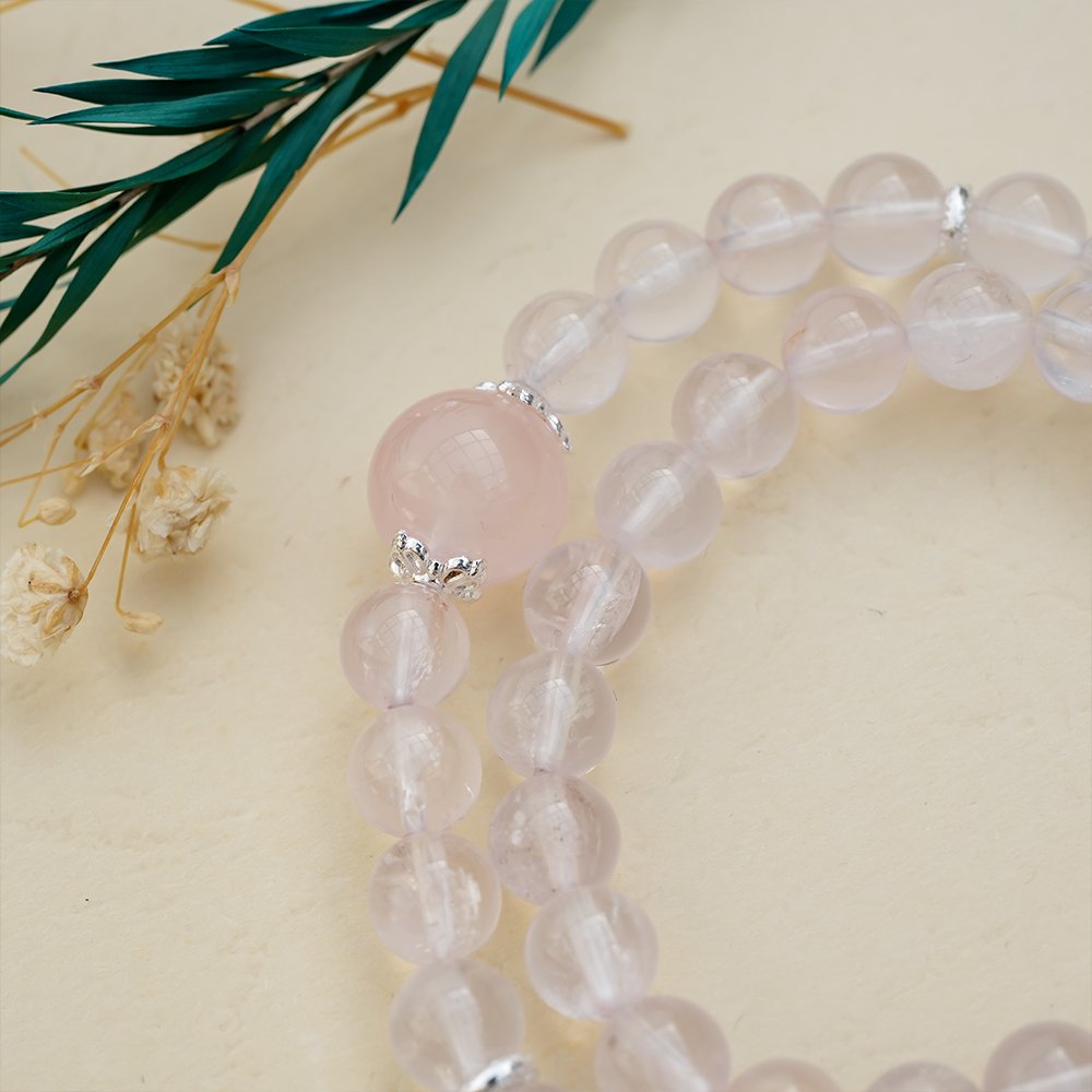 Rose Quartz Double Wrap Bracelet,TS-201,rose quartz bracelet 6mm 12mm,pink crystal bracelet,double wrap crystal bracelet,crystal bracelet gift,elegant crystal bracelet,feminine crystal jewelry
