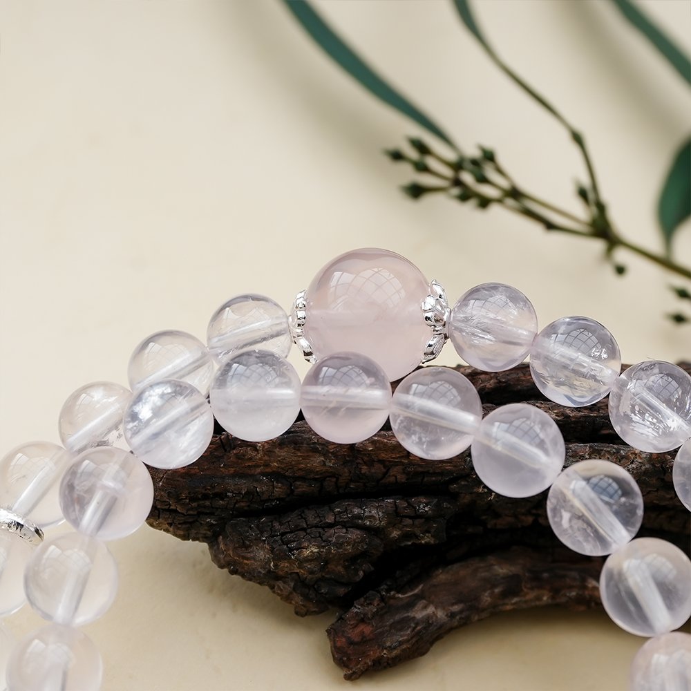 Rose Quartz Double Wrap Bracelet,TS-201,rose quartz bracelet 6mm 12mm,pink crystal bracelet,double wrap crystal bracelet,crystal bracelet gift,elegant crystal bracelet,feminine crystal jewelry