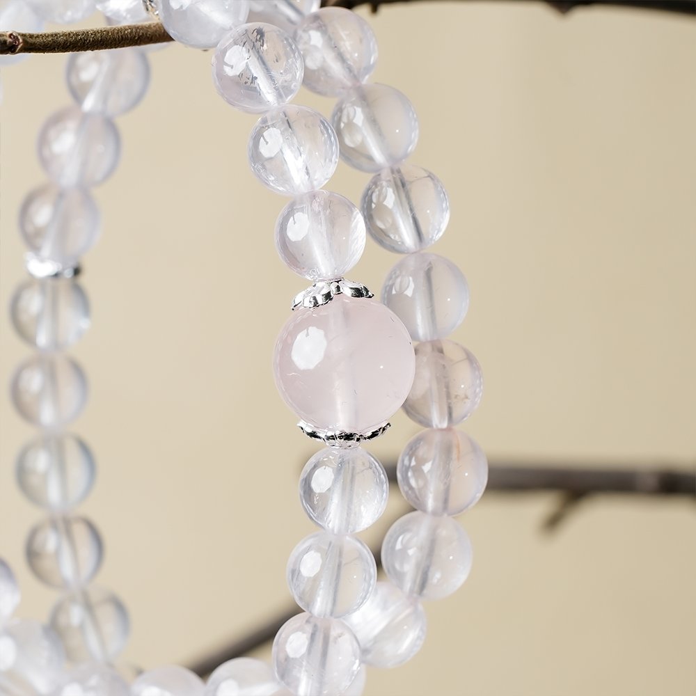 Rose Quartz Double Wrap Bracelet,TS-201,rose quartz bracelet 6mm 12mm,pink crystal bracelet,double wrap crystal bracelet,crystal bracelet gift,elegant crystal bracelet,feminine crystal jewelry