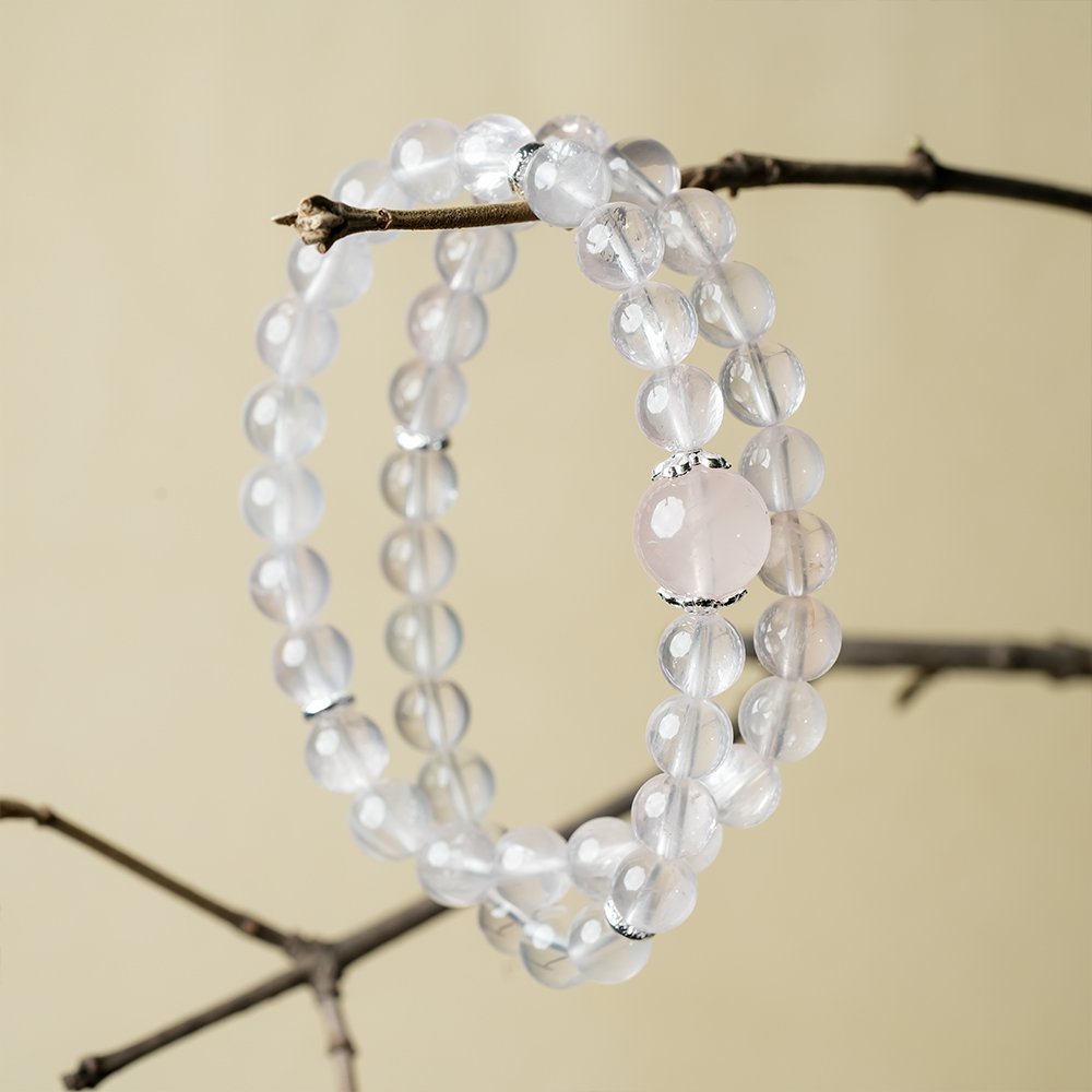 Rose Quartz Double Wrap Bracelet,TS-201,rose quartz bracelet 6mm 12mm,pink crystal bracelet,double wrap crystal bracelet,crystal bracelet gift,elegant crystal bracelet,feminine crystal jewelry