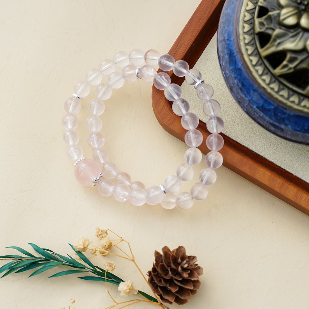 Rose Quartz Double Wrap Bracelet,TS-201,rose quartz bracelet 6mm 12mm,pink crystal bracelet,double wrap crystal bracelet,crystal bracelet gift,elegant crystal bracelet,feminine crystal jewelry