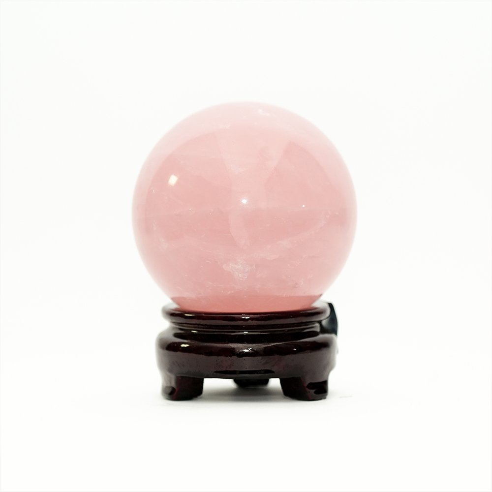 small rose quartz sphere,rose quartz crystal ball,pink crystal sphere,rose quartz desk decor,relationship harmony crystal decor,social warmth decor,pink crystal ball decor,bedside crystal decor,compact rose quartz sphere,TS-4062 crystal sphere