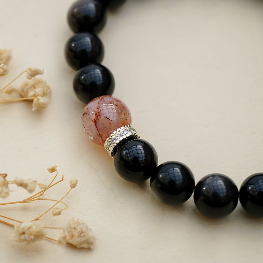 silver obsidian bracelet,black gold super seven bracelet,black gold crystal bracelet,grounded balance crystal bracelet,business style crystal bracelet,decision clarity bracelet,abundance inspired bracelet,10mm obsidian bracelet,symbolic crystal jewelry,TS-132 bracelet