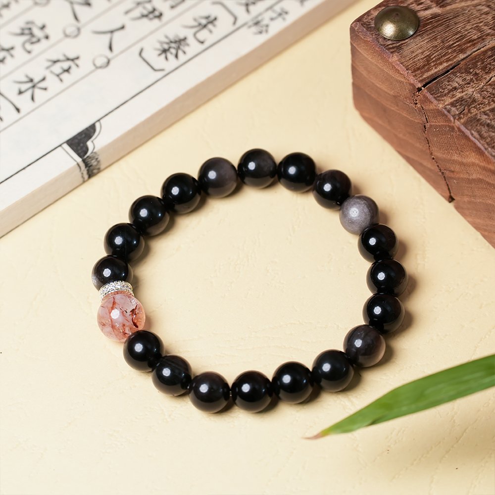 silver obsidian bracelet,black gold super seven bracelet,black gold crystal bracelet,grounded balance crystal bracelet,business style crystal bracelet,decision clarity bracelet,abundance inspired bracelet,10mm obsidian bracelet,symbolic crystal jewelry,TS-132 bracelet
