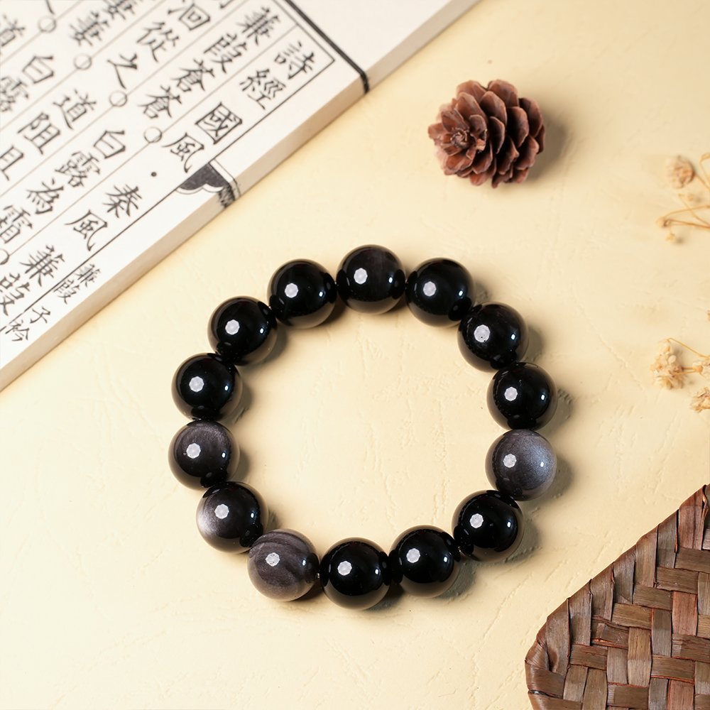 silver obsidian men’s bracelet,silver obsidian bracelet,men’s crystal bracelet,abundance inspired bracelet,grounding crystal bracelet,16mm obsidian bracelet,masculine natural stone bracelet,business style bracelet,symbolic crystal jewelry,TS-133 bracelet