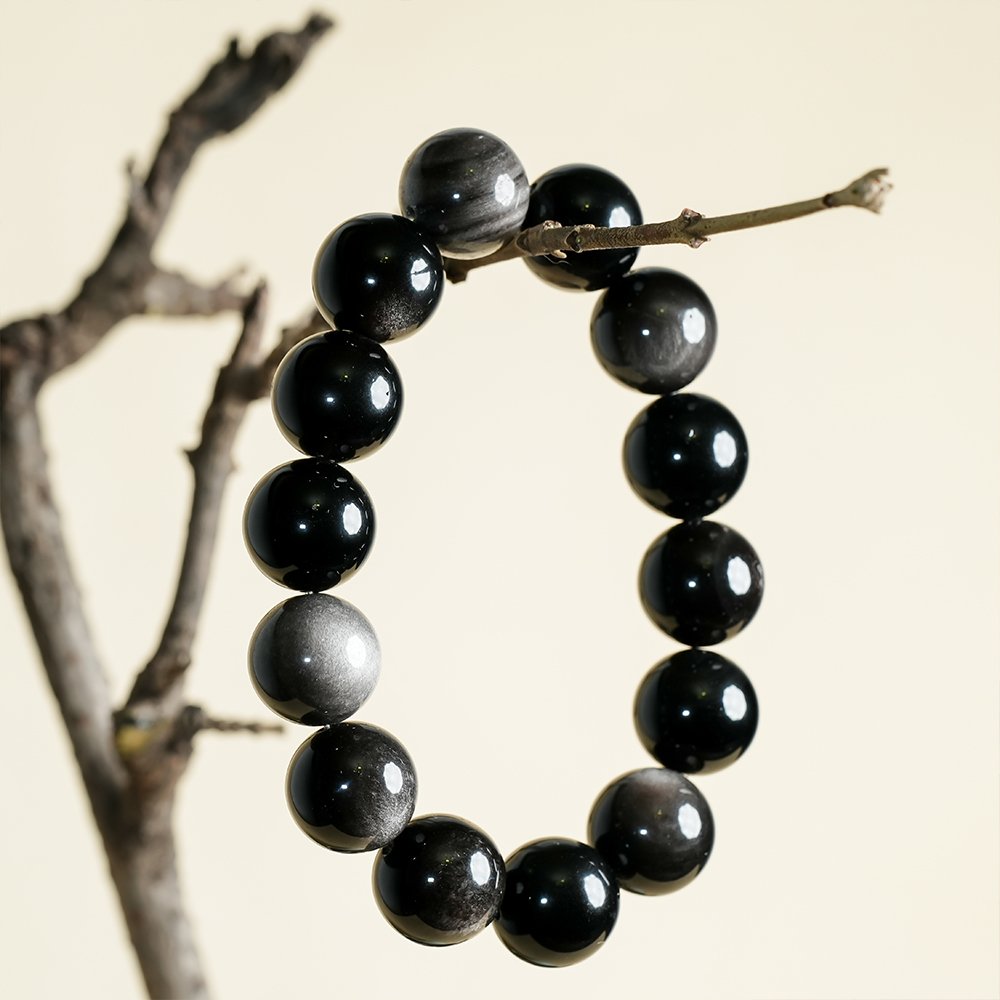 silver obsidian men’s bracelet,silver obsidian bracelet,men’s crystal bracelet,abundance inspired bracelet,grounding crystal bracelet,16mm obsidian bracelet,masculine natural stone bracelet,business style bracelet,symbolic crystal jewelry,TS-133 bracelet