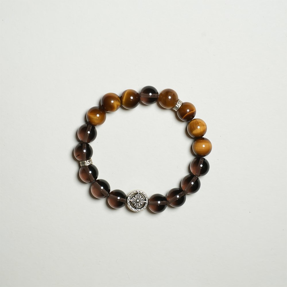 smoky quartz bracelet,yellow tiger eye bracelet,men’s crystal bracelet,grounding crystal bracelet,smoky quartz tiger eye bracelet,10mm men’s bracelet,business style crystal bracelet,masculine crystal jewelry,TS-115 bracelet