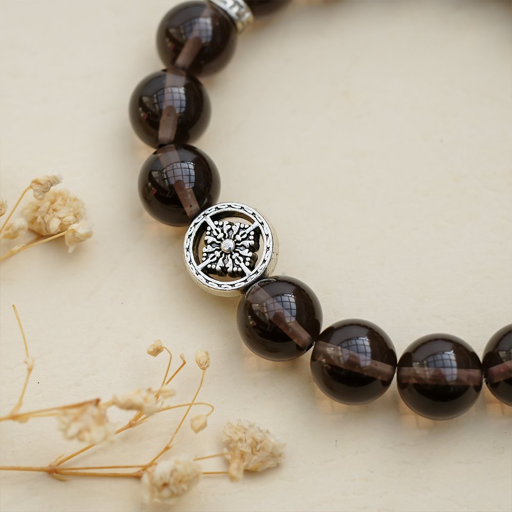 smoky quartz bracelet,yellow tiger eye bracelet,men’s crystal bracelet,grounding crystal bracelet,smoky quartz tiger eye bracelet,10mm men’s bracelet,business style crystal bracelet,masculine crystal jewelry,TS-115 bracelet