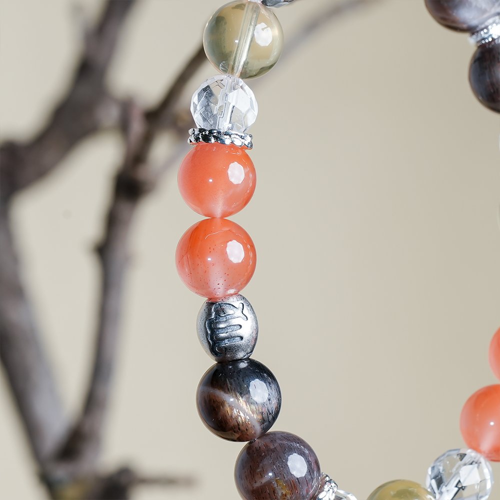 Virgo crystal bracelet,Virgo guardian bracelet,red agate citrine clear quartz bracelet,Nanhong agate bracelet,lemon citrine bracelet,golden skeleton quartz bracelet,abundance inspired crystal bracelet,zodiac crystal bracelet,symbolic crystal jewelry,TS-125 bracelet