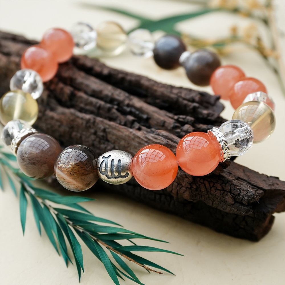 Virgo crystal bracelet,Virgo guardian bracelet,red agate citrine clear quartz bracelet,Nanhong agate bracelet,lemon citrine bracelet,golden skeleton quartz bracelet,abundance inspired crystal bracelet,zodiac crystal bracelet,symbolic crystal jewelry,TS-125 bracelet