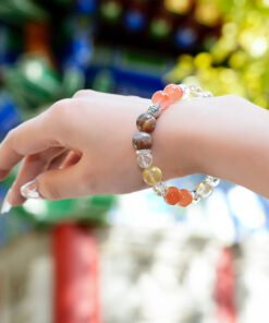 Virgo Guardian Red Agate, Citrine, Golden Skeleton Quartz & Clear Quartz Bracelet | Abundance-Inspired Crystal Style