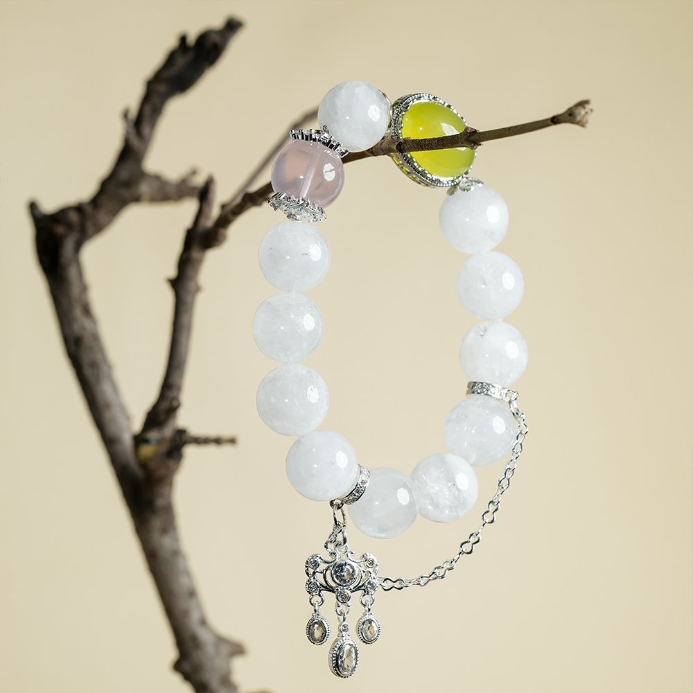 white phantom quartz bracelet,rose quartz green chalcedony bracelet,confidence crystal bracelet,green chalcedony bracelet,rose quartz bracelet,white phantom bracelet,spring style crystal bracelet,cube focal bead bracelet,symbolic crystal jewelry,TS-122 bracelet