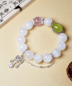 White Phantom Quartz, Rose Quartz & Green Chalcedony Bracelet | Confidence Crystal Style