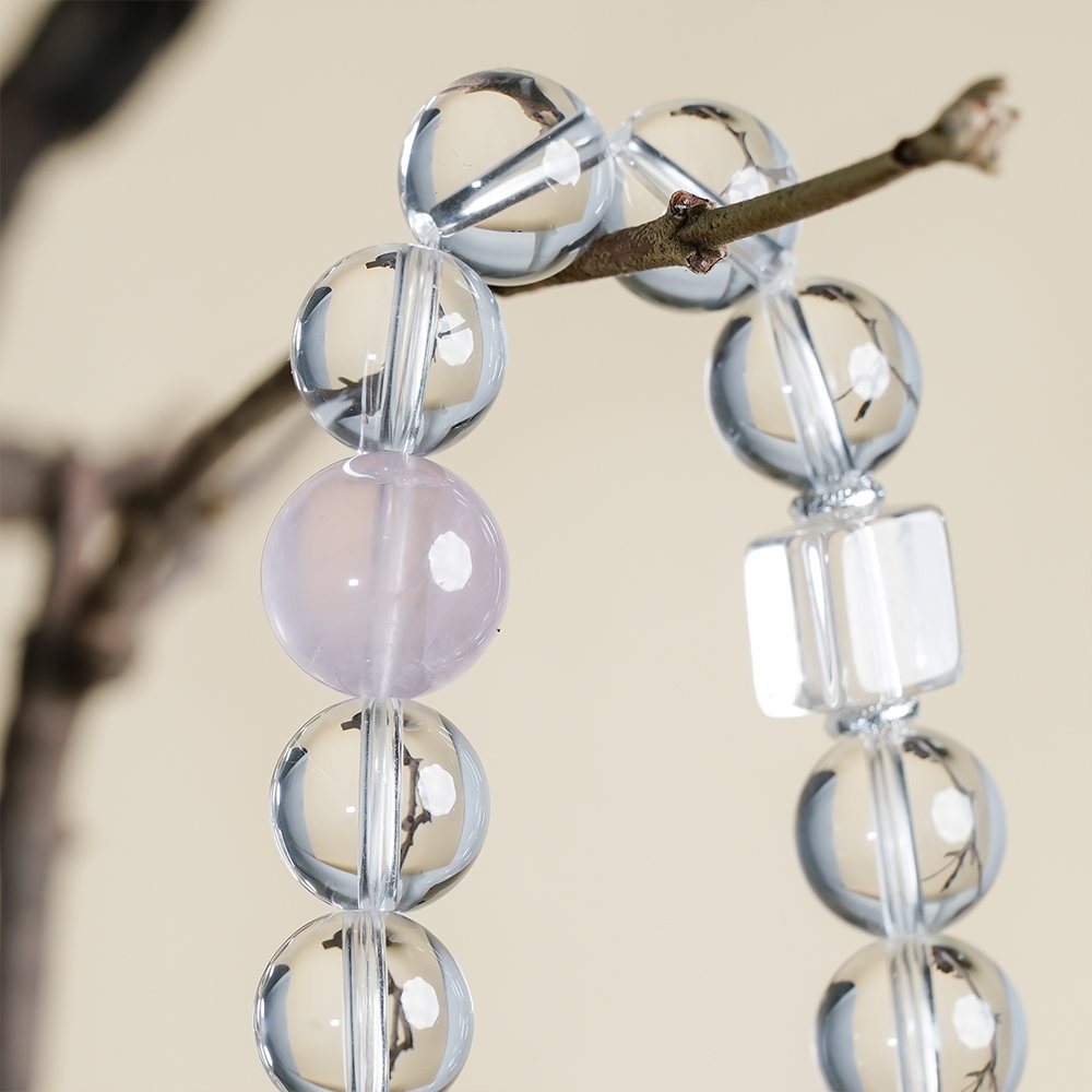 clear quartz rose quartz bracelet,relationship harmony crystal bracelet,clear quartz cube bracelet,rose quartz bracelet,social warmth crystal bracelet,clear thinking bracelet,minimalist crystal jewelry,feminine crystal bracelet,symbolic crystal bracelet
