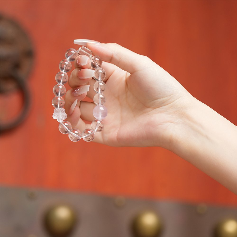 clear quartz rose quartz bracelet,relationship harmony crystal bracelet,clear quartz cube bracelet,rose quartz bracelet,social warmth crystal bracelet,clear thinking bracelet,minimalist crystal jewelry,feminine crystal bracelet,symbolic crystal bracelet