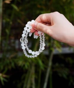 Clear Quartz & White Phantom Quartz Bracelet | Symbolic Cleansing Crystal Style
