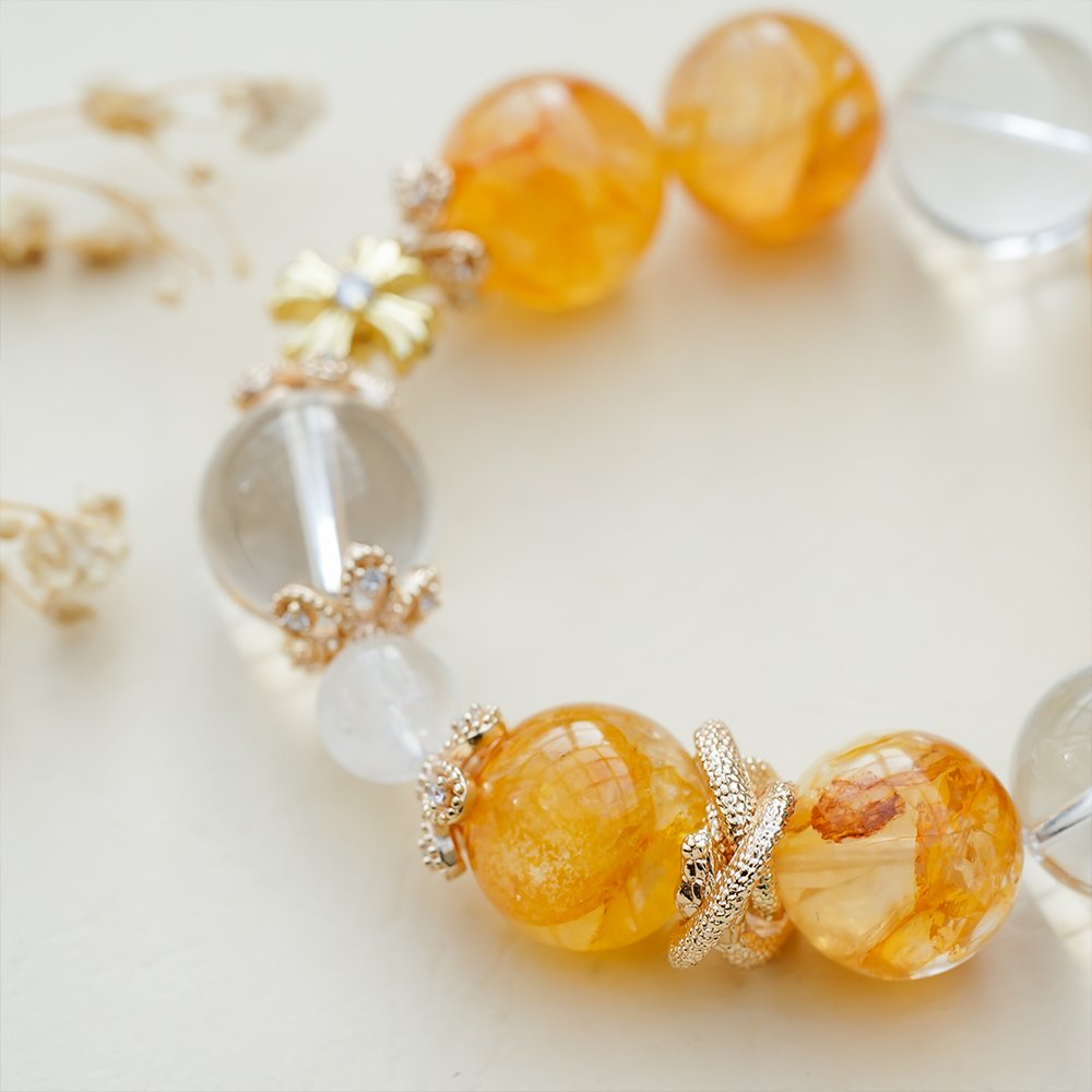 Yellow Garden Quartz Clear Quartz Bracelet,TS-103,yellow garden quartz bracelet,clear quartz bracelet,blue moonstone bracelet,shell pearl bracelet,crystal bracelet gift,elegant crystal bracelet