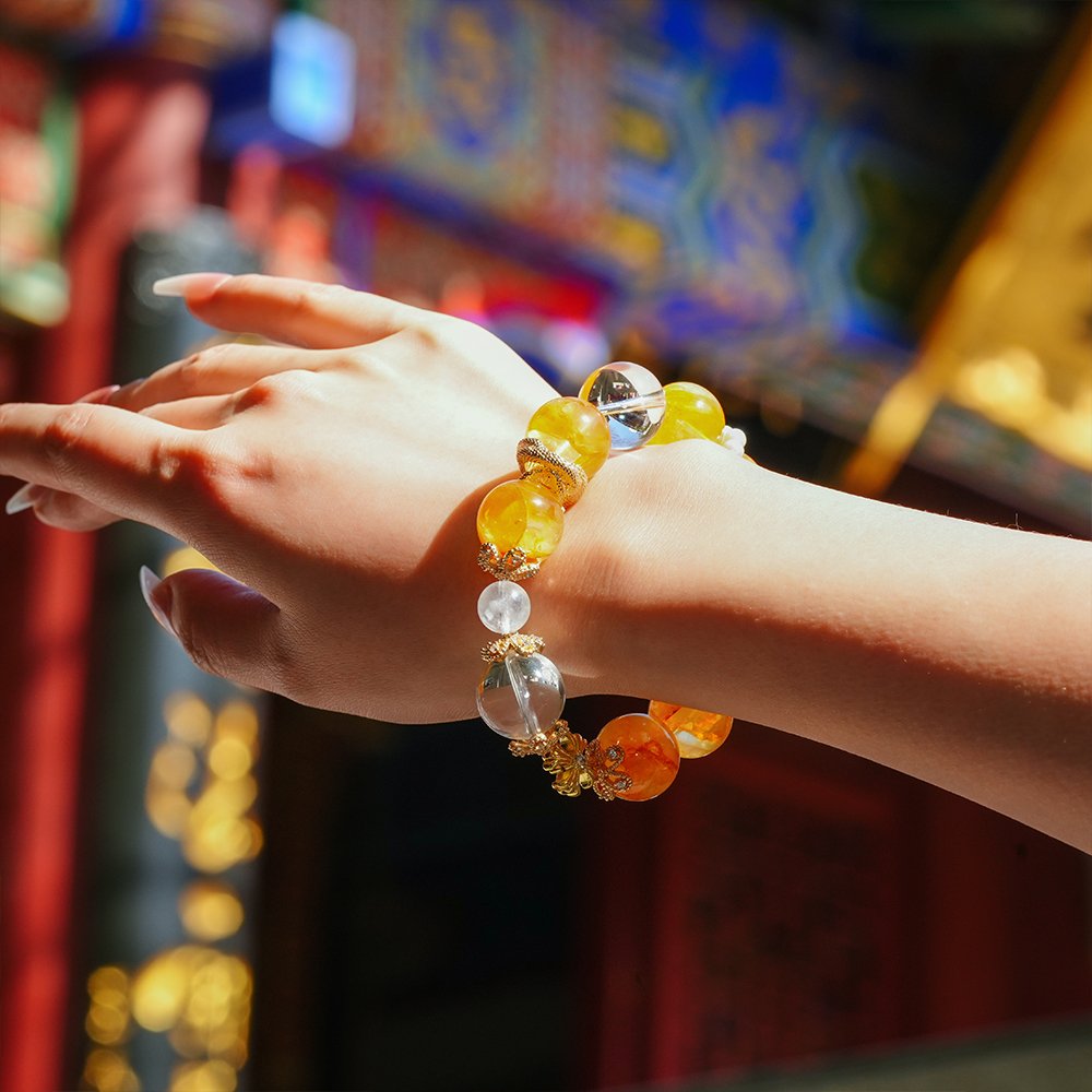Yellow Garden Quartz Clear Quartz Bracelet,TS-103,yellow garden quartz bracelet,clear quartz bracelet,blue moonstone bracelet,shell pearl bracelet,crystal bracelet gift,elegant crystal bracelet