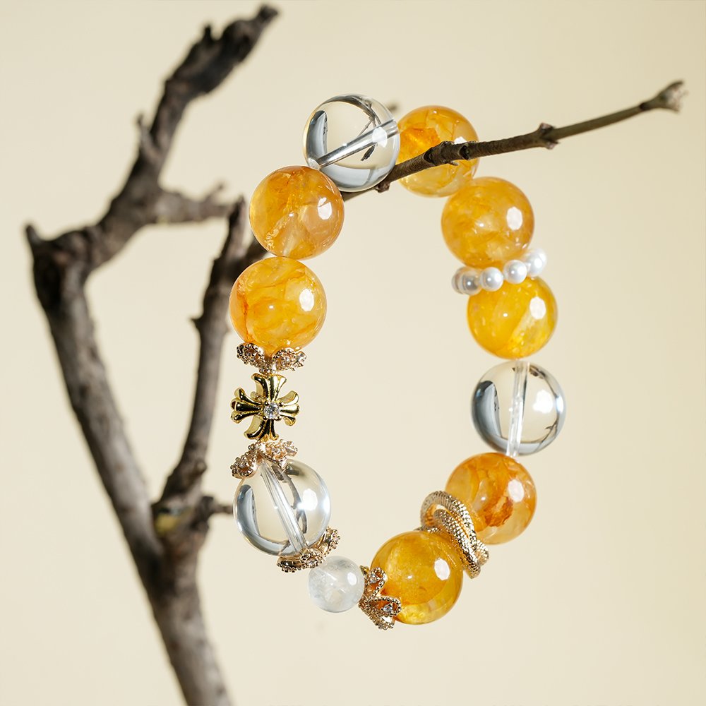 Yellow Garden Quartz Clear Quartz Bracelet,TS-103,yellow garden quartz bracelet,clear quartz bracelet,blue moonstone bracelet,shell pearl bracelet,crystal bracelet gift,elegant crystal bracelet